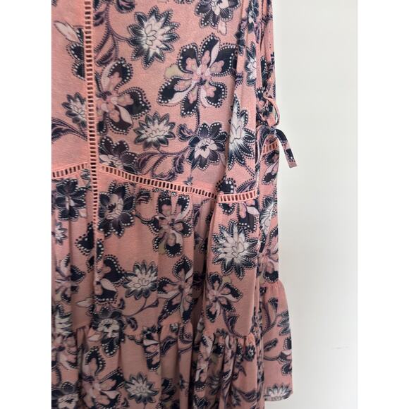 Torrid Sheer Lace Tiered Babydoll Tunic Tank Top Pink/Black Boho Women's Size 0 - Picture 7 of 7